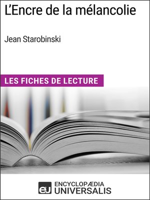 cover image of L'Encre de la mélancolie de Jean Starobinski